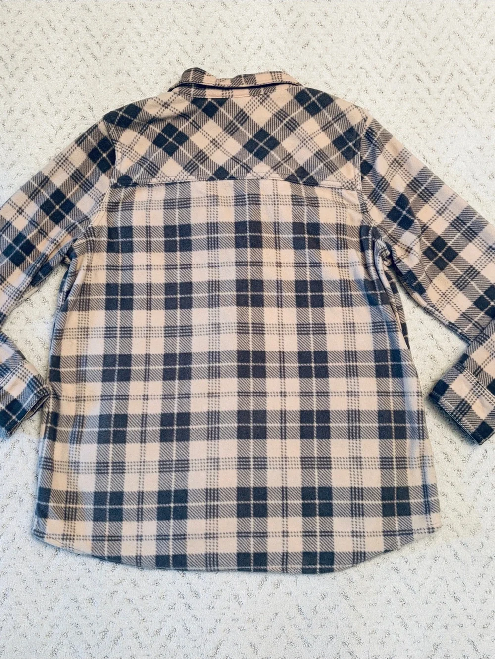 ONeill Soft Fleece Plaid Long Sleeve Snap Shirt Womens Large Pink Grey Pockets - Picture 3 of 13